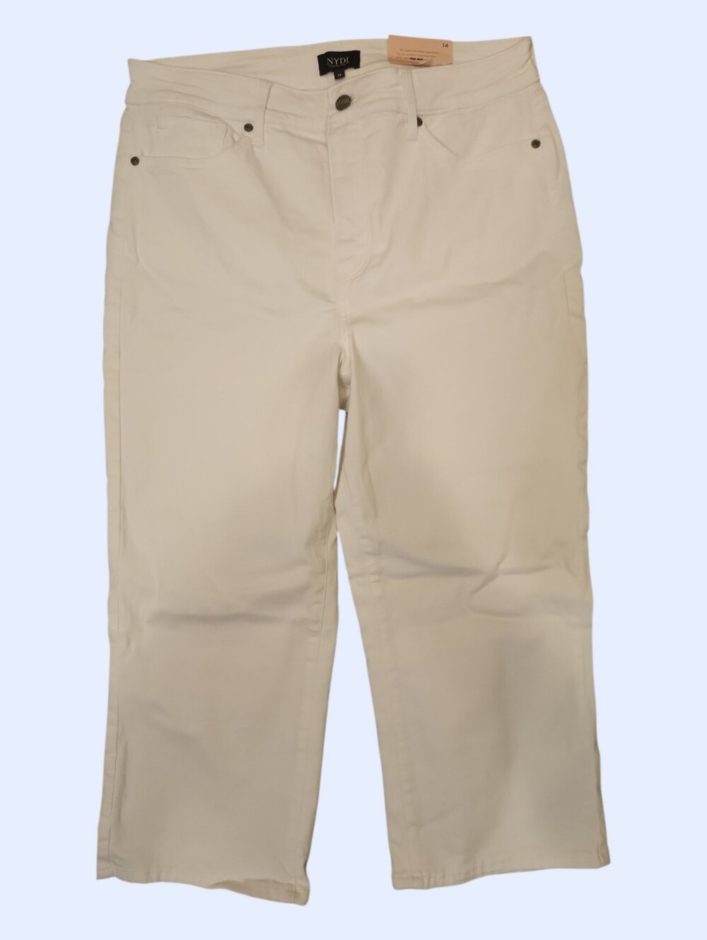 NYDJ White Crop Jeans 14 Lift Tuck High Rise Capri Denim NWT